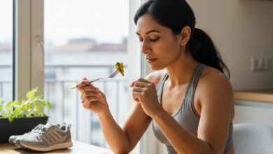 Person demonstrating commitment to mindful eating and portion control after receiving the Gastric Band weight loss tool.