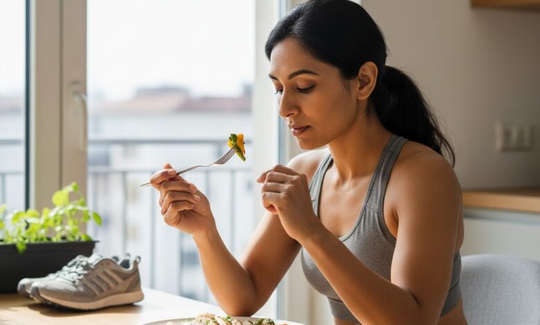 Person demonstrating commitment to mindful eating and portion control after receiving the Gastric Band weight loss tool.