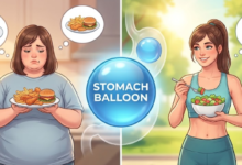 Conceptual visualization linking the financial investment of the stomach balloon cost with the successful outcome of a non-surgical weight loss journey and active lifestyle.